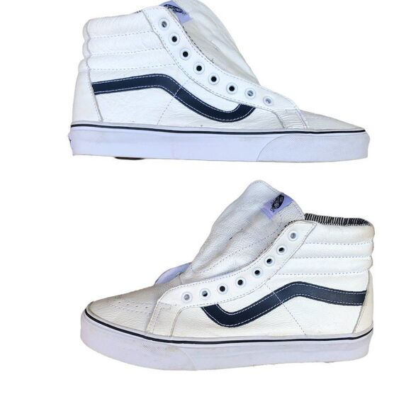 Premium Leather Vans White/Navy Size 9.5 - Picture 14 of 14